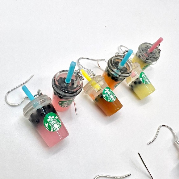 Starbucks Earrings - Boba Beads Earrings - Drink Earrings - Milk Tea Earrings - Picture 2 of 10
